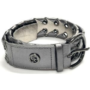 Michael Kors Metallic Woven Ring Leather Belt Women's Size L